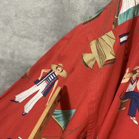 Tommy Hilfiger XL Shirt Red American Classics Navy Surplus Boats Nautical READ - Picture 5 of 10